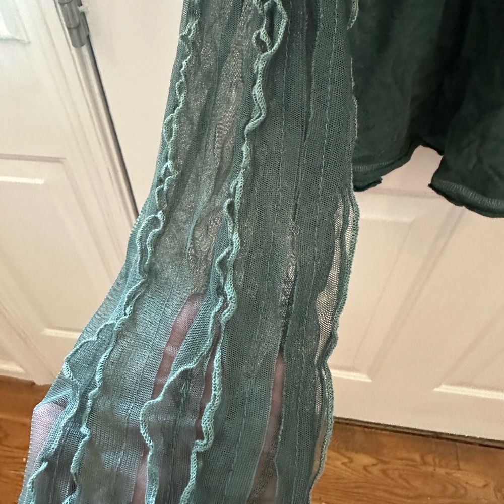 Free People Green Ruffled Sweatshirt - Picture 3 of 5